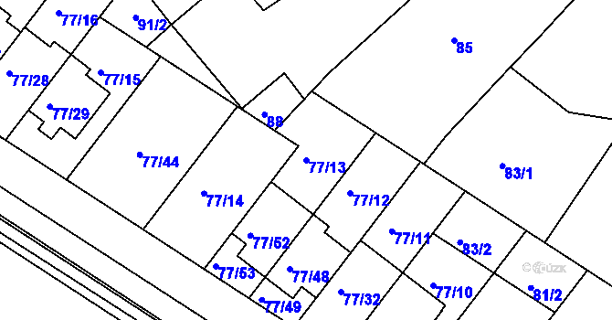 Parcela st. 77/13 v KÚ Babice u Uherského Hradiště, Katastrální mapa