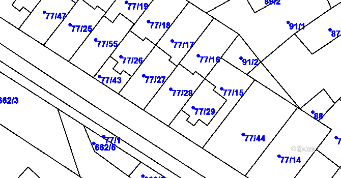Parcela st. 77/28 v KÚ Babice u Uherského Hradiště, Katastrální mapa