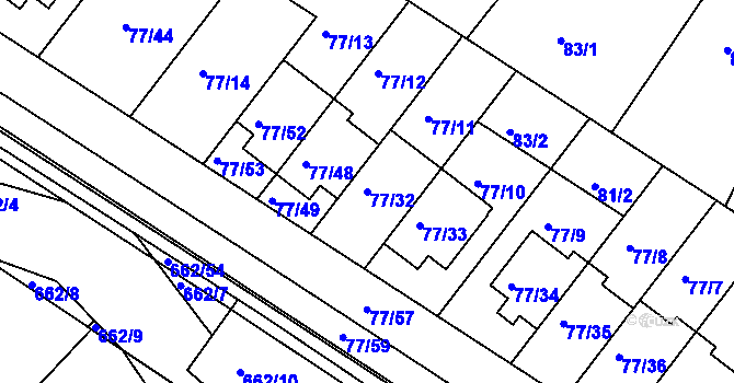 Parcela st. 77/32 v KÚ Babice u Uherského Hradiště, Katastrální mapa