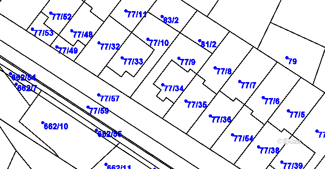 Parcela st. 77/34 v KÚ Babice u Uherského Hradiště, Katastrální mapa