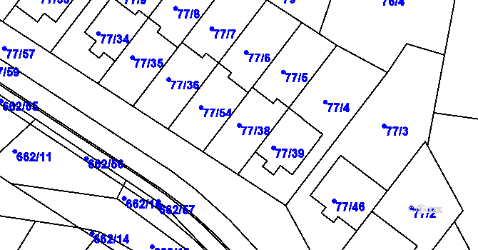 Parcela st. 77/38 v KÚ Babice u Uherského Hradiště, Katastrální mapa