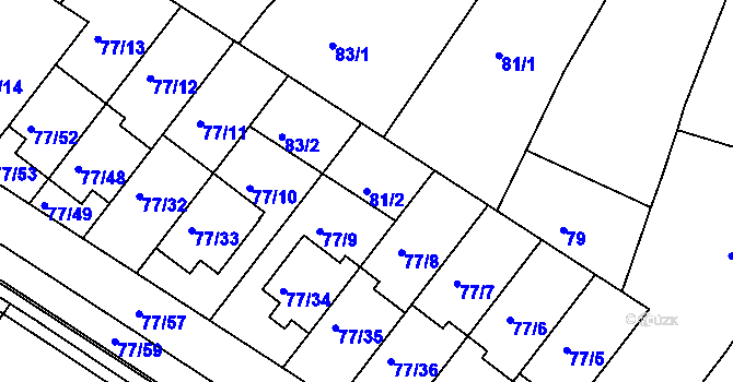 Parcela st. 81/2 v KÚ Babice u Uherského Hradiště, Katastrální mapa