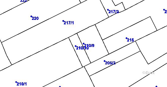 Parcela st. 210/9 v KÚ Babice u Uherského Hradiště, Katastrální mapa