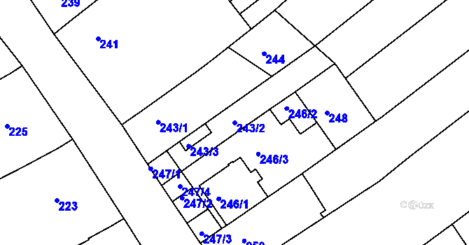 Parcela st. 243/2 v KÚ Babice u Uherského Hradiště, Katastrální mapa