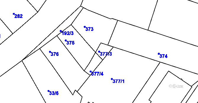 Parcela st. 377/3 v KÚ Babice u Uherského Hradiště, Katastrální mapa