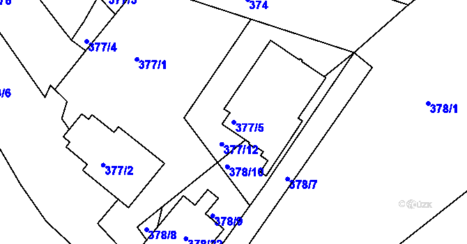 Parcela st. 377/5 v KÚ Babice u Uherského Hradiště, Katastrální mapa