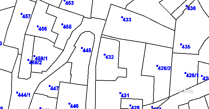 Parcela st. 432 v KÚ Babice u Uherského Hradiště, Katastrální mapa