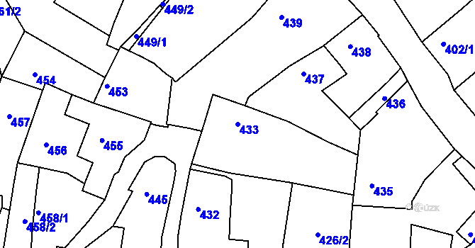 Parcela st. 433 v KÚ Babice u Uherského Hradiště, Katastrální mapa