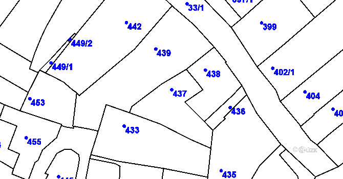 Parcela st. 437 v KÚ Babice u Uherského Hradiště, Katastrální mapa