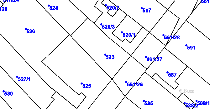 Parcela st. 523 v KÚ Babice u Uherského Hradiště, Katastrální mapa