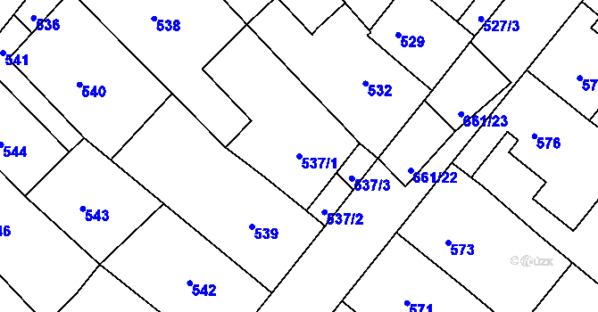 Parcela st. 537/1 v KÚ Babice u Uherského Hradiště, Katastrální mapa