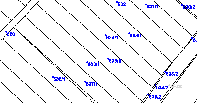 Parcela st. 635 v KÚ Babice u Uherského Hradiště, Katastrální mapa
