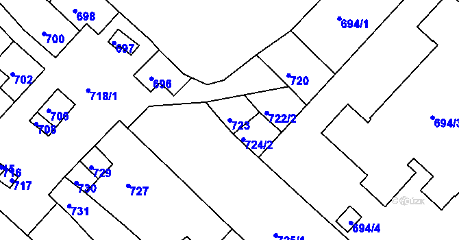 Parcela st. 723 v KÚ Babice u Uherského Hradiště, Katastrální mapa