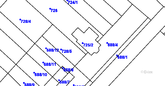 Parcela st. 725/2 v KÚ Babice u Uherského Hradiště, Katastrální mapa