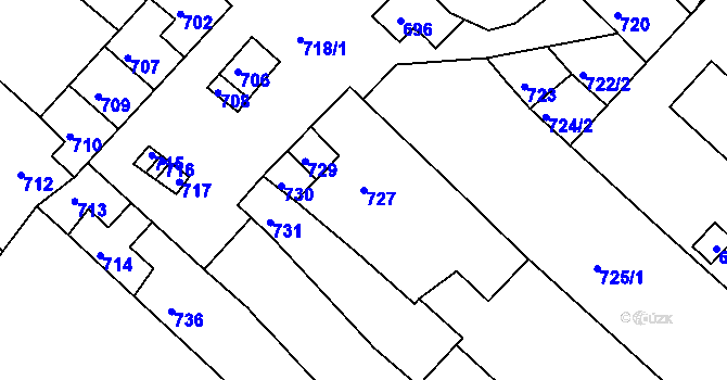 Parcela st. 727 v KÚ Babice u Uherského Hradiště, Katastrální mapa