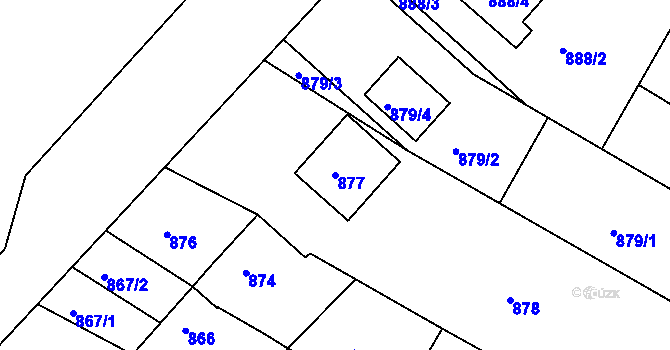 Parcela st. 877 v KÚ Babice u Uherského Hradiště, Katastrální mapa