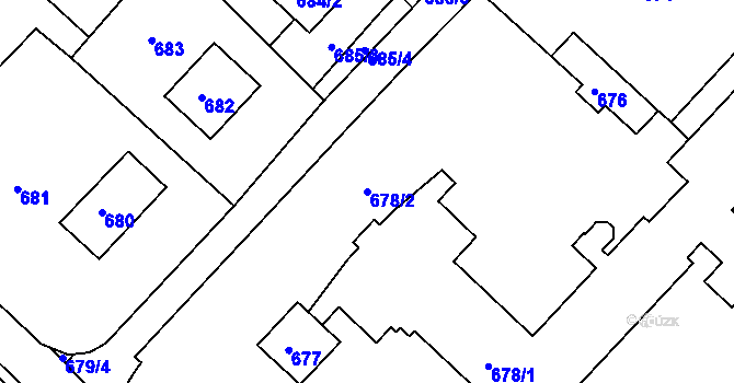 Parcela st. 678/2 v KÚ Babice u Uherského Hradiště, Katastrální mapa