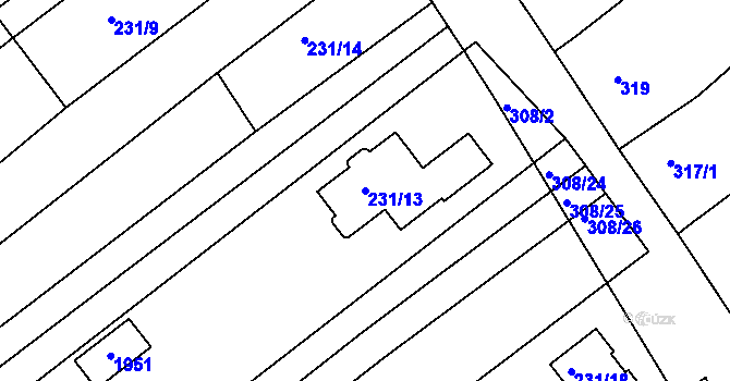 Parcela st. 231/13 v KÚ Babice u Uherského Hradiště, Katastrální mapa