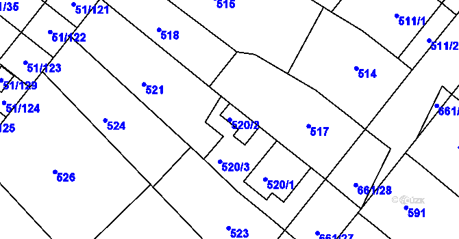 Parcela st. 520/2 v KÚ Babice u Uherského Hradiště, Katastrální mapa