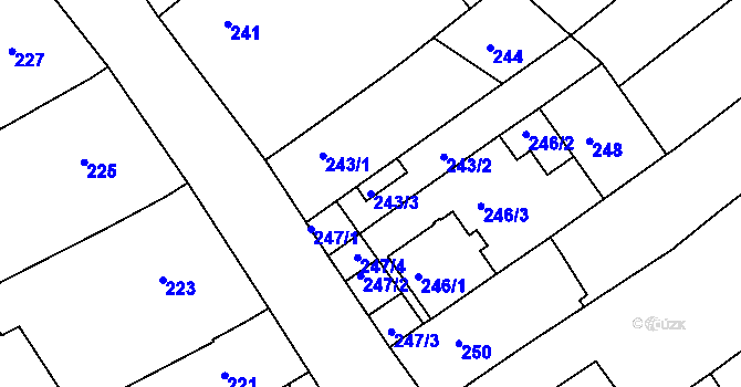 Parcela st. 243/3 v KÚ Babice u Uherského Hradiště, Katastrální mapa
