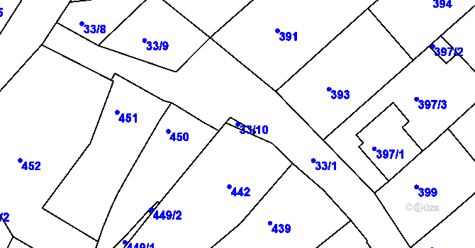 Parcela st. 33/10 v KÚ Babice u Uherského Hradiště, Katastrální mapa