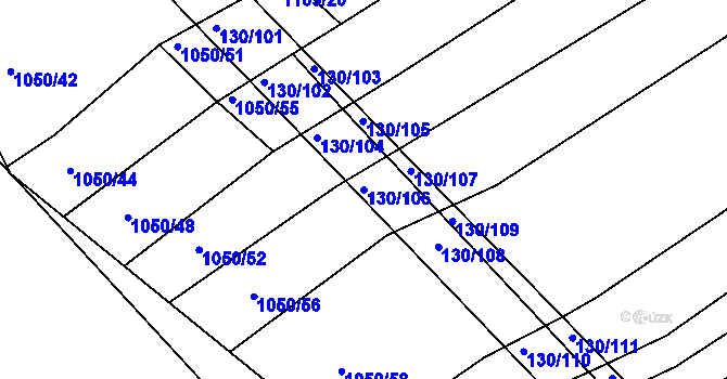 Parcela st. 130/106 v KÚ Babice u Uherského Hradiště, Katastrální mapa