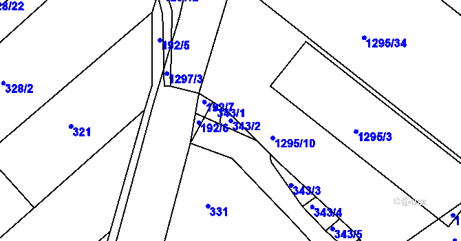 Parcela st. 343/2 v KÚ Babice u Uherského Hradiště, Katastrální mapa