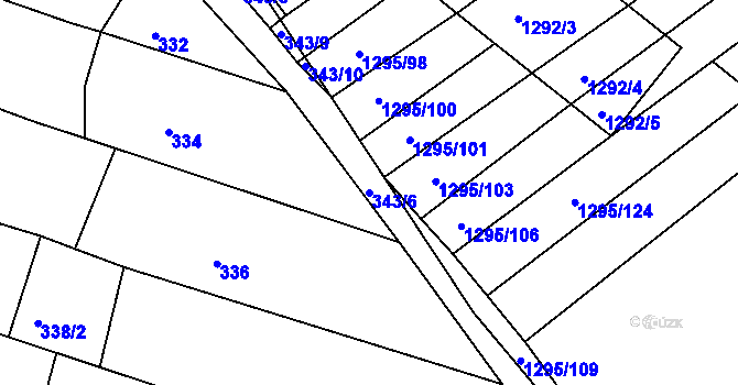 Parcela st. 343/6 v KÚ Babice u Uherského Hradiště, Katastrální mapa