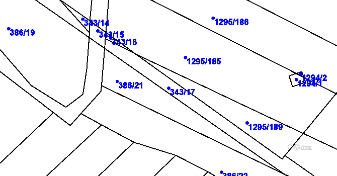Parcela st. 343/17 v KÚ Babice u Uherského Hradiště, Katastrální mapa