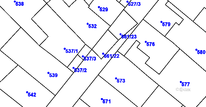 Parcela st. 661/22 v KÚ Babice u Uherského Hradiště, Katastrální mapa