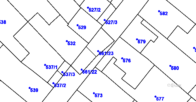 Parcela st. 661/23 v KÚ Babice u Uherského Hradiště, Katastrální mapa