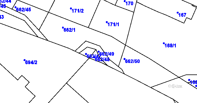 Parcela st. 662/49 v KÚ Babice u Uherského Hradiště, Katastrální mapa