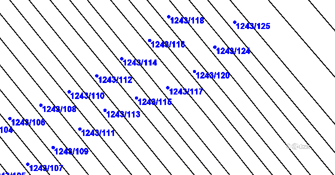 Parcela st. 1243/117 v KÚ Babice u Uherského Hradiště, Katastrální mapa