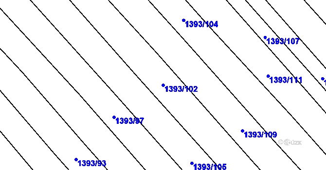 Parcela st. 1393/102 v KÚ Babice u Uherského Hradiště, Katastrální mapa