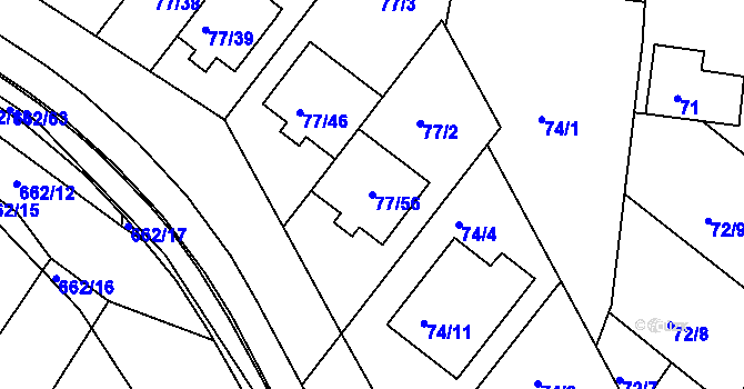 Parcela st. 77/56 v KÚ Babice u Uherského Hradiště, Katastrální mapa