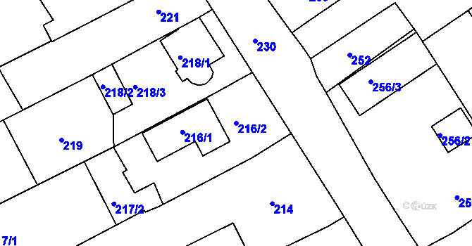 Parcela st. 216/2 v KÚ Babice u Uherského Hradiště, Katastrální mapa