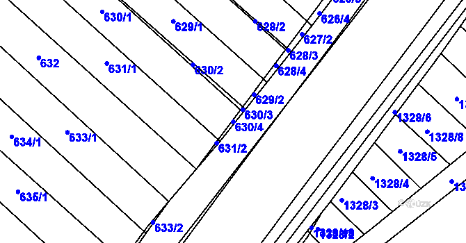 Parcela st. 630/4 v KÚ Babice u Uherského Hradiště, Katastrální mapa