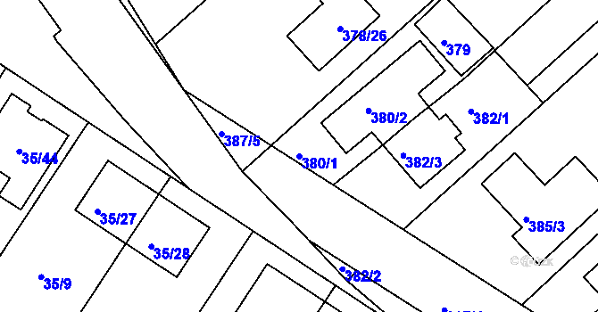 Parcela st. 380/1 v KÚ Babice u Uherského Hradiště, Katastrální mapa