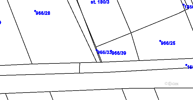 Parcela st. 966/33 v KÚ Babice u Šternberka, Katastrální mapa