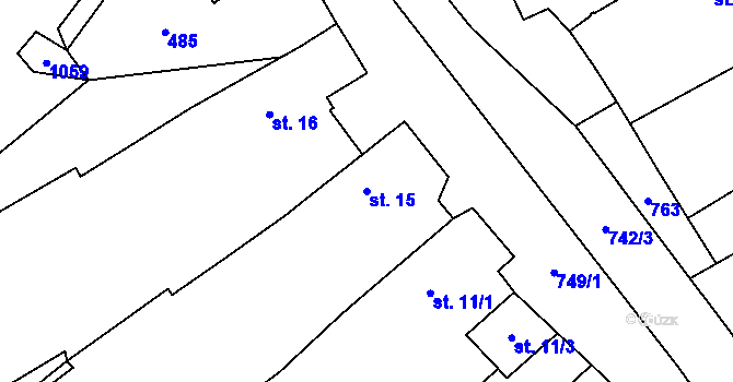 Parcela st. 15 v KÚ Krakořice, Katastrální mapa