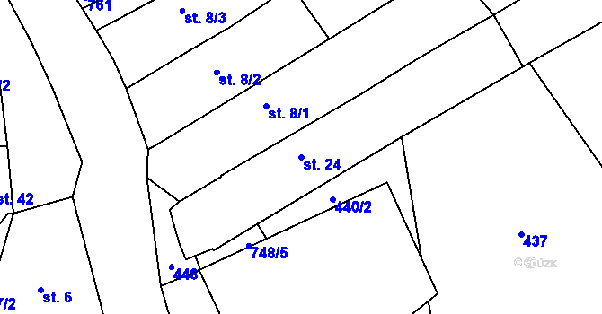 Parcela st. 24 v KÚ Krakořice, Katastrální mapa