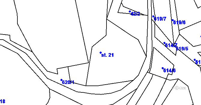 Parcela st. 21 v KÚ Babice u Kelče, Katastrální mapa