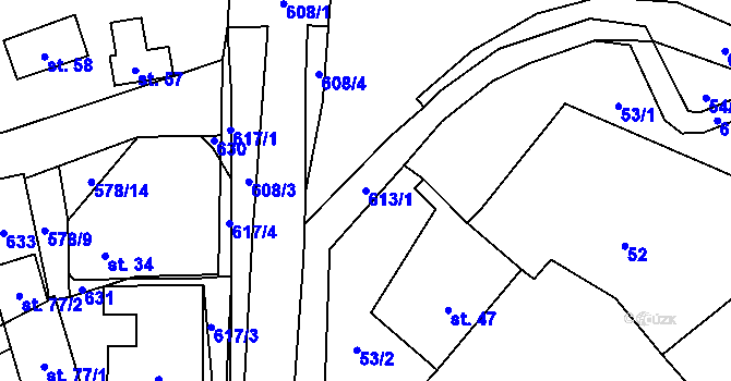 Parcela st. 613/1 v KÚ Babice u Kelče, Katastrální mapa