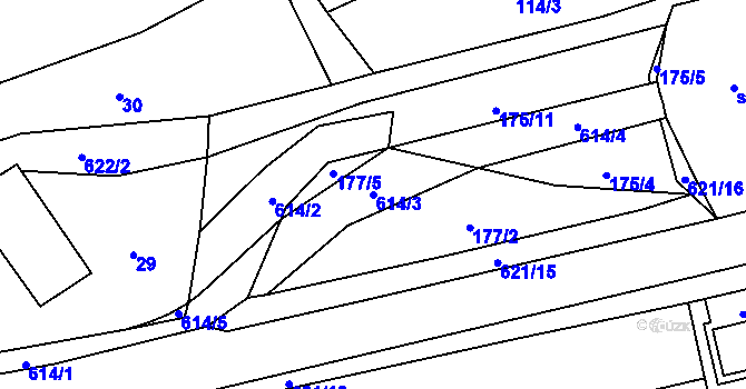 Parcela st. 614/3 v KÚ Babice u Kelče, Katastrální mapa