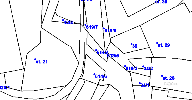 Parcela st. 614/7 v KÚ Babice u Kelče, Katastrální mapa