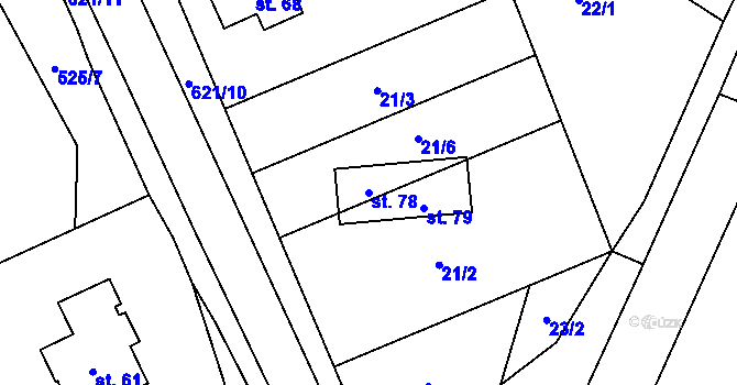 Parcela st. 78 v KÚ Babice u Kelče, Katastrální mapa