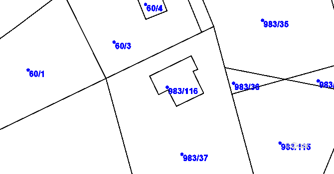 Parcela st. 983/116 v KÚ Babice nad Svitavou, Katastrální mapa