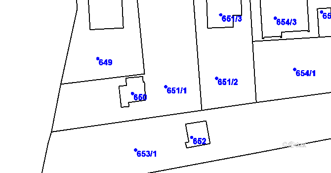 Parcela st. 651/1 v KÚ Babice nad Svitavou, Katastrální mapa
