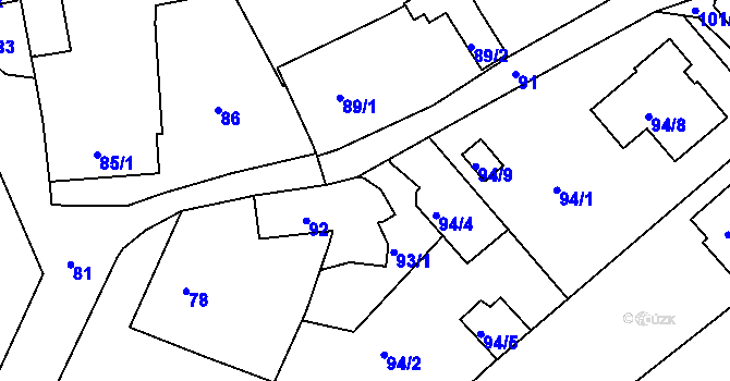 Parcela st. 93/2 v KÚ Babice nad Svitavou, Katastrální mapa