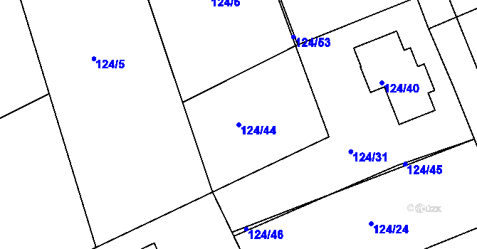Parcela st. 124/44 v KÚ Babice nad Svitavou, Katastrální mapa